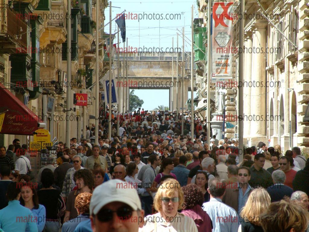 Valletta Republic Street People Crowds - Malta Photos